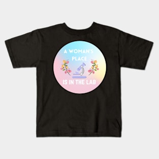 A Woman's Place is in the Lab | Pastel Kids T-Shirt